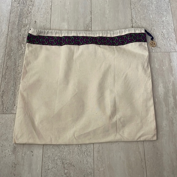 Tory Burch Drawstring Logo Dust Bag Designer Cream 14"x15" - Picture 1 of 4